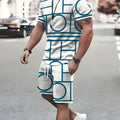 Sports short-sleeved T-shirt and shorts two-piece set in polyester fabric for summer outdoor wear