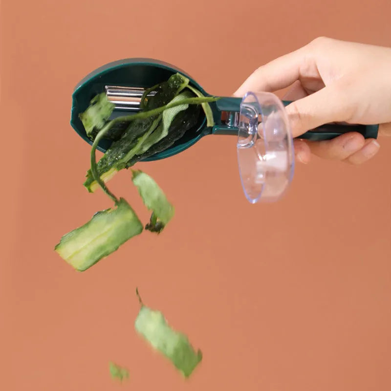 Yellow peeling knife with protective storage lid for fruit and vegetable preparation
