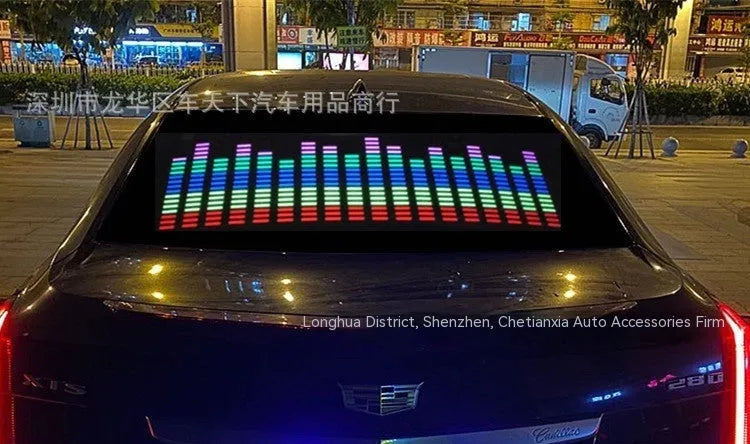 Voice control car rhythm lamp with 90x25 cm electroluminescent panel showing music synchronisation lighting