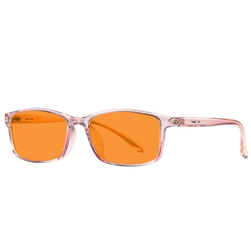 Orange anti-blue light UV protection glasses in full rim frame with four colour options