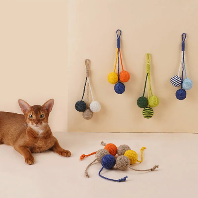 Cat teaser stick with bite-resistant catnip ball measuring 255mm long