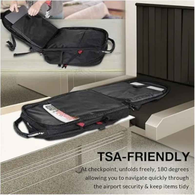 Large USB backpack in black with curved shoulder straps and waterproof Oxford cloth construction