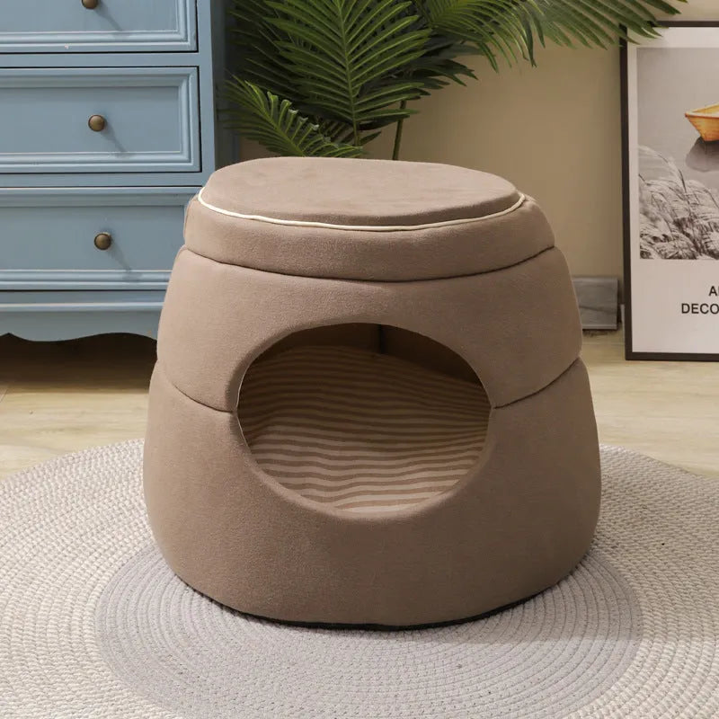 Blue tree hole kennel for small dogs and cats, 45 x 33 x 37 cm, lightweight design