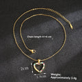 Gold light luxury necklace and earrings set with heart-shaped pendant and butterfly motif on copper alloy
