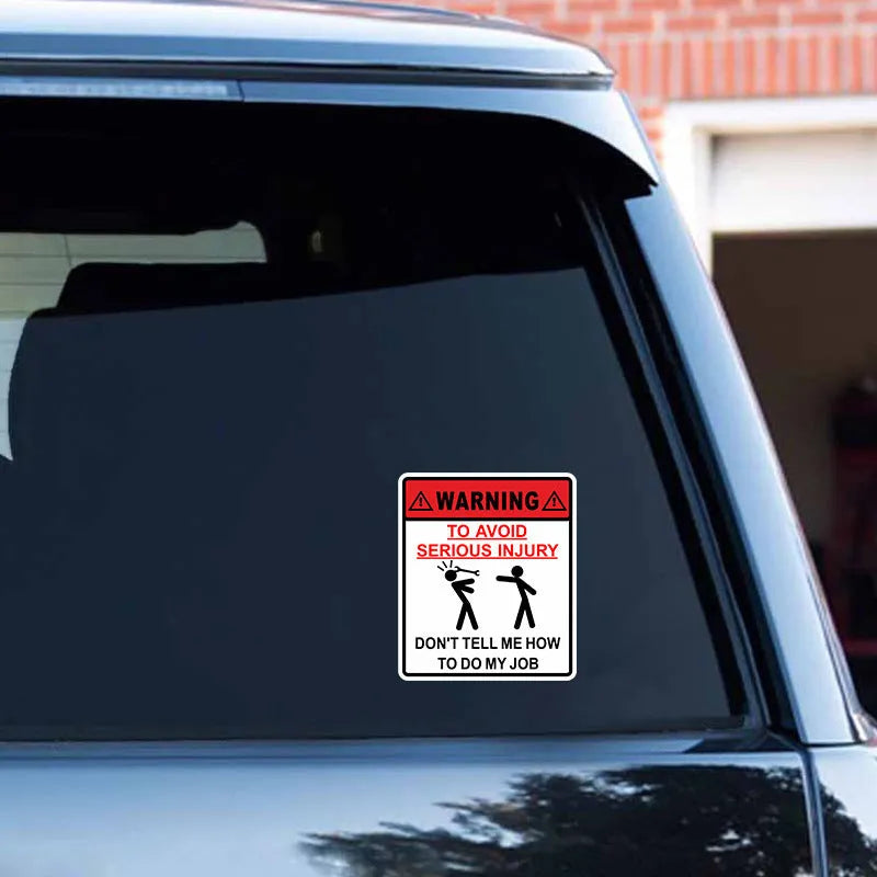 Car glass warning sticker measuring 14.9cm by 12.6cm with type A hit design