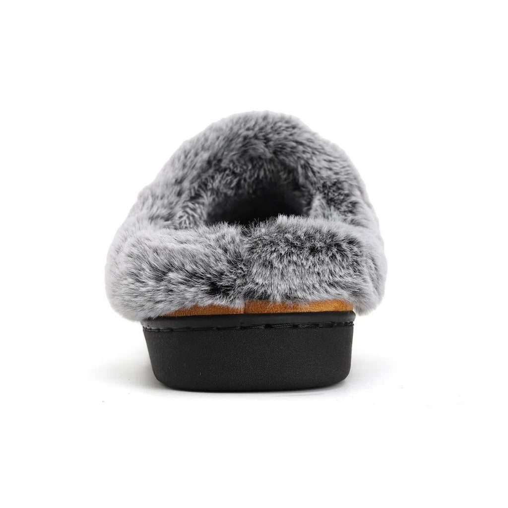 Fleece-lined thickened cotton slippers with plaid pattern and non-slip TPR sole in khaki colour