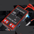 Black automotive power converter for 12V 24V to 220V conversion with USB charging ports