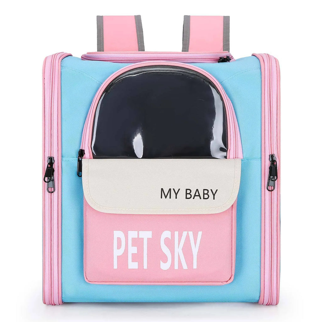 Oxford cloth breathable pet backpack in green for outdoor use