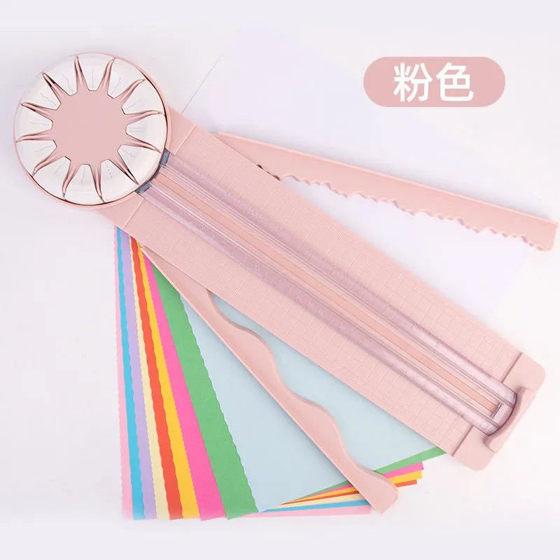 Pink and black 12-in-1 plastic paper cutting machine for craft projects