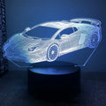 Car-shaped USB bedside lamp with touch remote control showing 16 colour modes