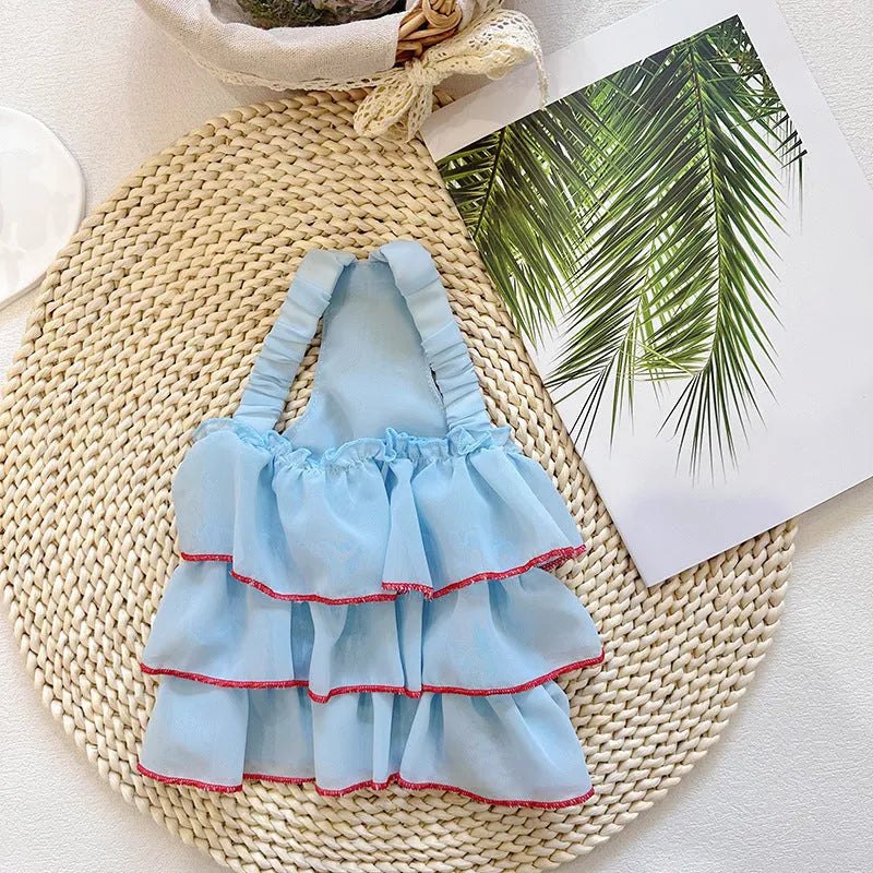 Thin polyester cartoon suspender skirt pet princess dress for small dogs summer wear