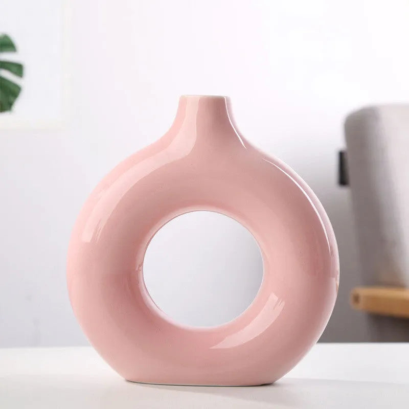 Frosted particle porcelain biscuit vase in neutral colour for floral arrangements