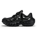 Men's black EVA sandals with thick sole, covered heel, and breathable hollow-out upper design.