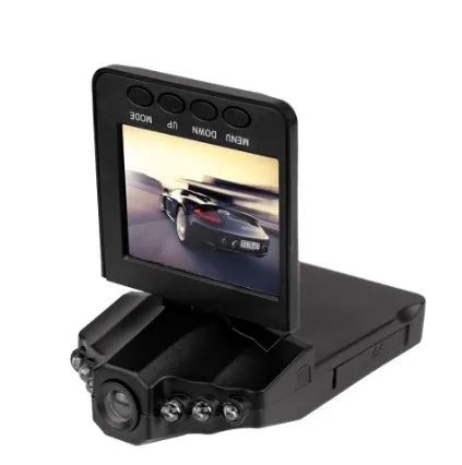 H198 HD six-light infrared car dash camera with 2.4-inch screen mounted on a windscreen.