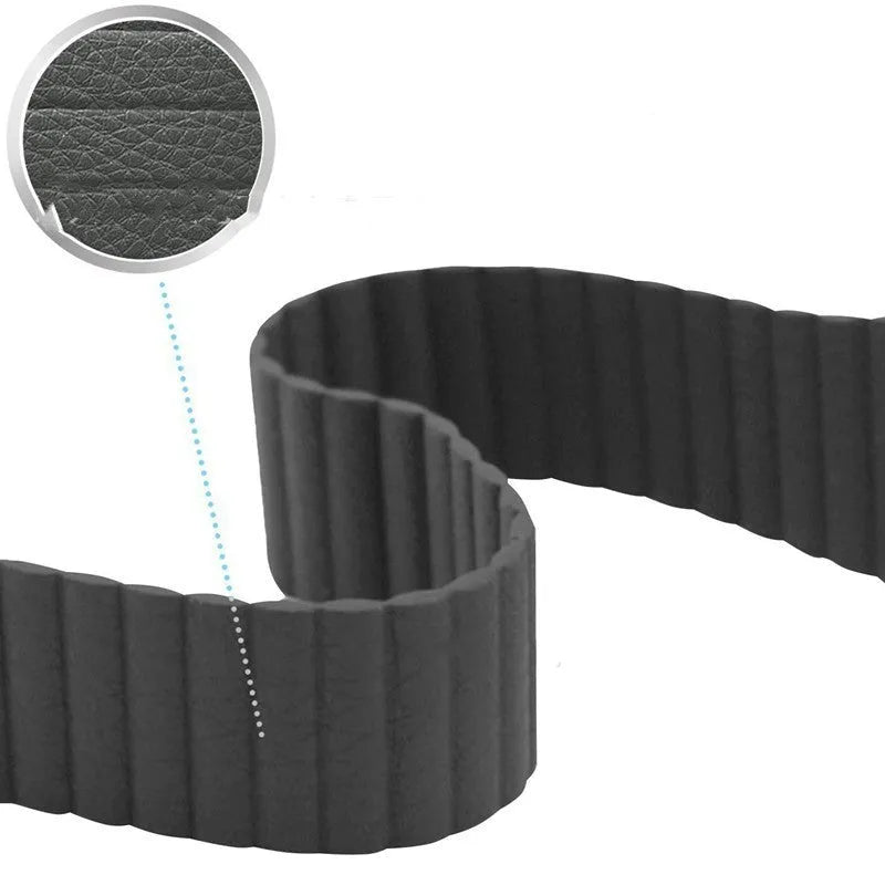 Genuine leather magnetic absorption strap for Apple Watch fitted on wrist, saddle brown colour