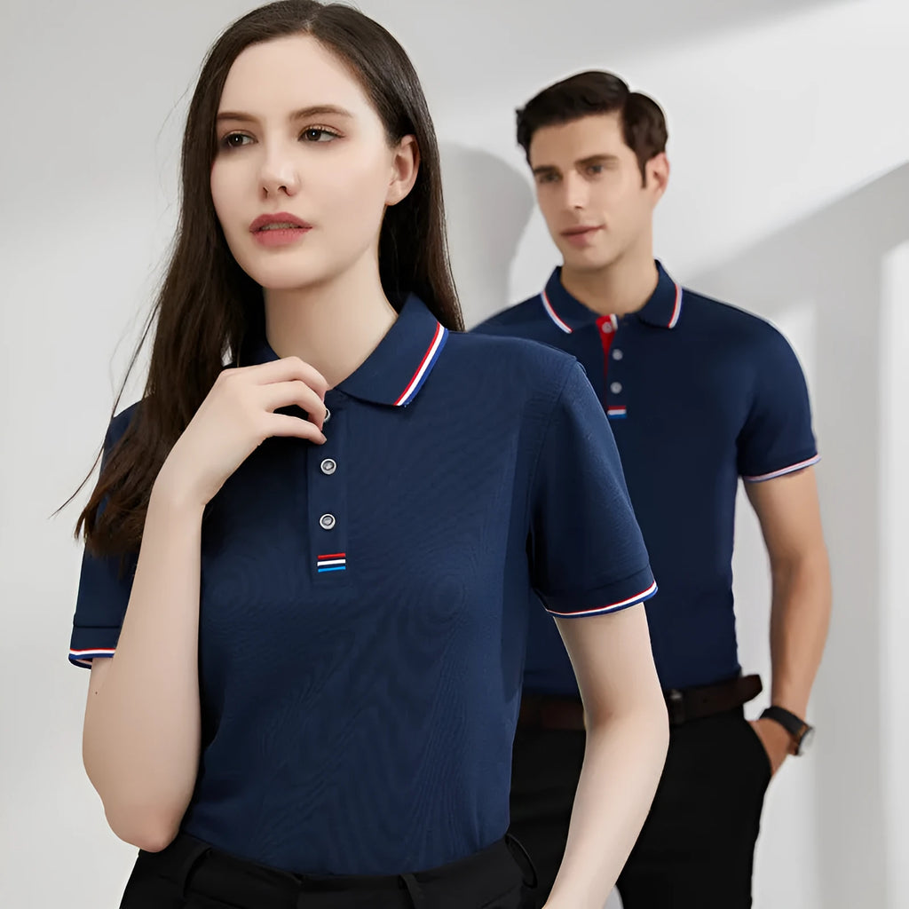 Men's cotton blend lapel polo shirt workwear uniform short sleeve regular fit side slit available in multiple colours