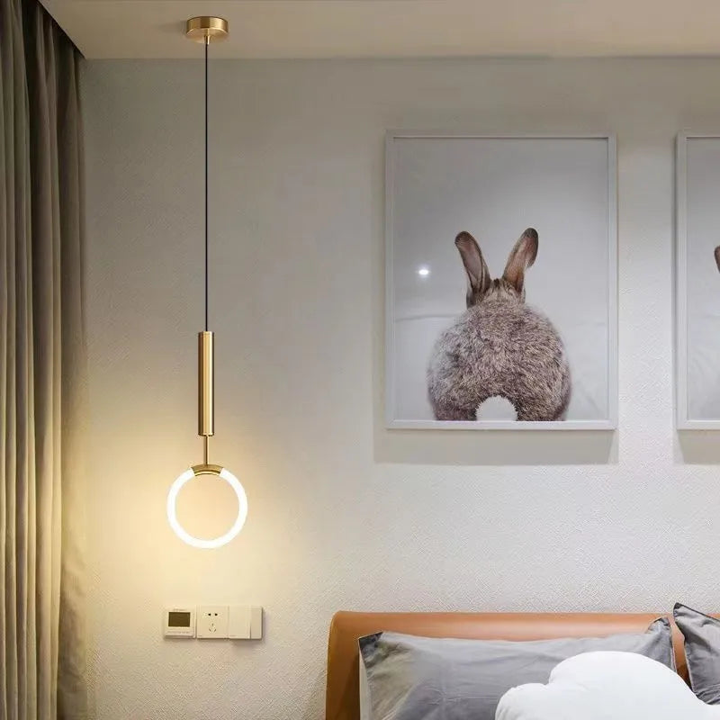 Nordic minimalism U-shaped metal bedside pendant light with 200mm size.