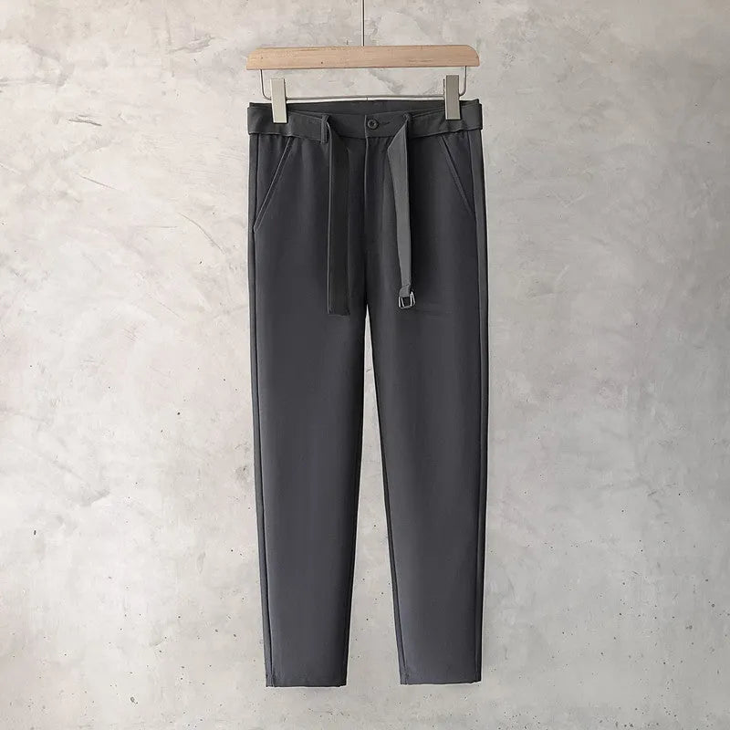 Boys slim straight tapered trousers in wool blend fabric with straight leg opening