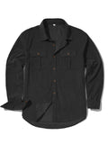 Men's retro corduroy shirt with velvet finish in Army Green colour showing loose fit and long sleeves
