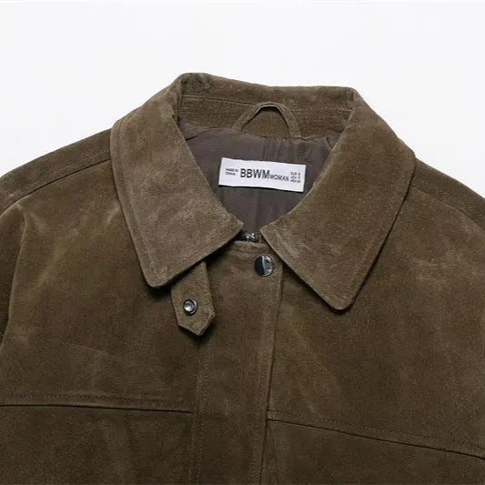 Women's PU fabric jacket in Japanese Korean casual style, medium thickness, loose regular fit
