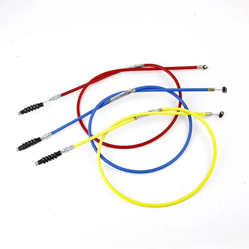 Scramble motorcycle ATV clutch and accelerator cable in black, blue, red or yellow colours for 110-125cc Apollo models