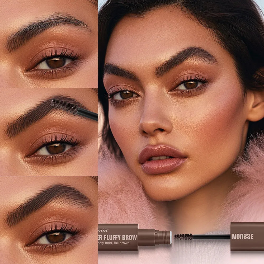 Eyebrow cream product for long-lasting three-dimensional brow shaping in brown and black colour options