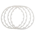 Set of four nylon wheel hub protection rings in multiple colours and sizes