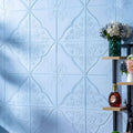70cm square light blue foam wall sticker with three-dimensional plants and flowers pattern