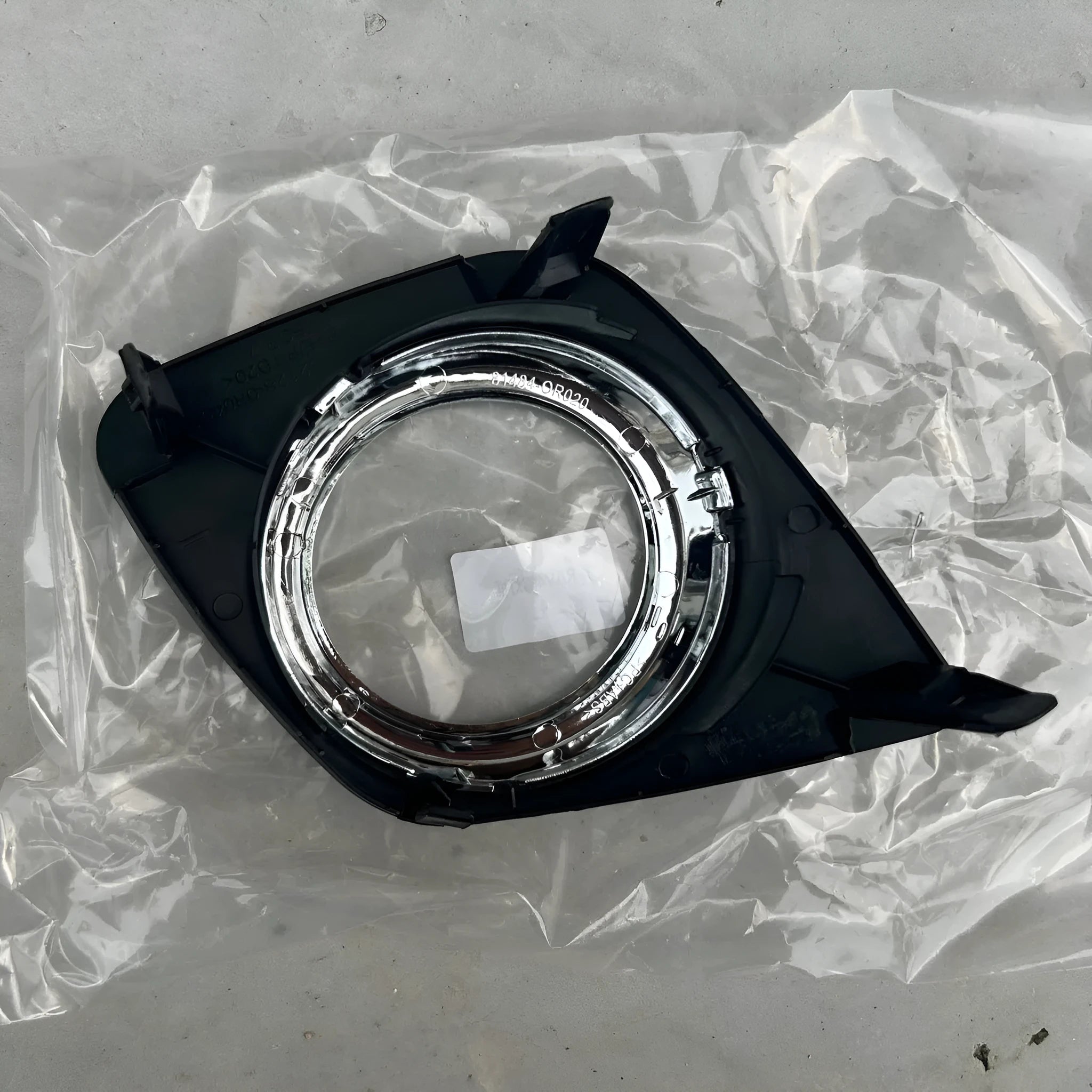 Black RAV4 front bumper fog light protection covers for driver and passenger sides