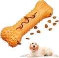 Blue bone-shaped natural rubber dog chew toy with textured surface for teeth cleaning