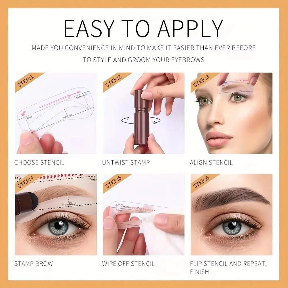 Professional eyebrow stamp kit with waterproof brown brow cream in 2g pot