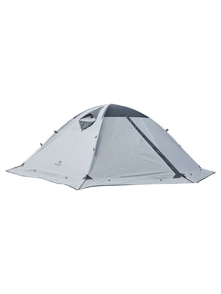 Double camping tent in Moonlight White made from 210D polyester checked cloth with ground studs and wind ropes