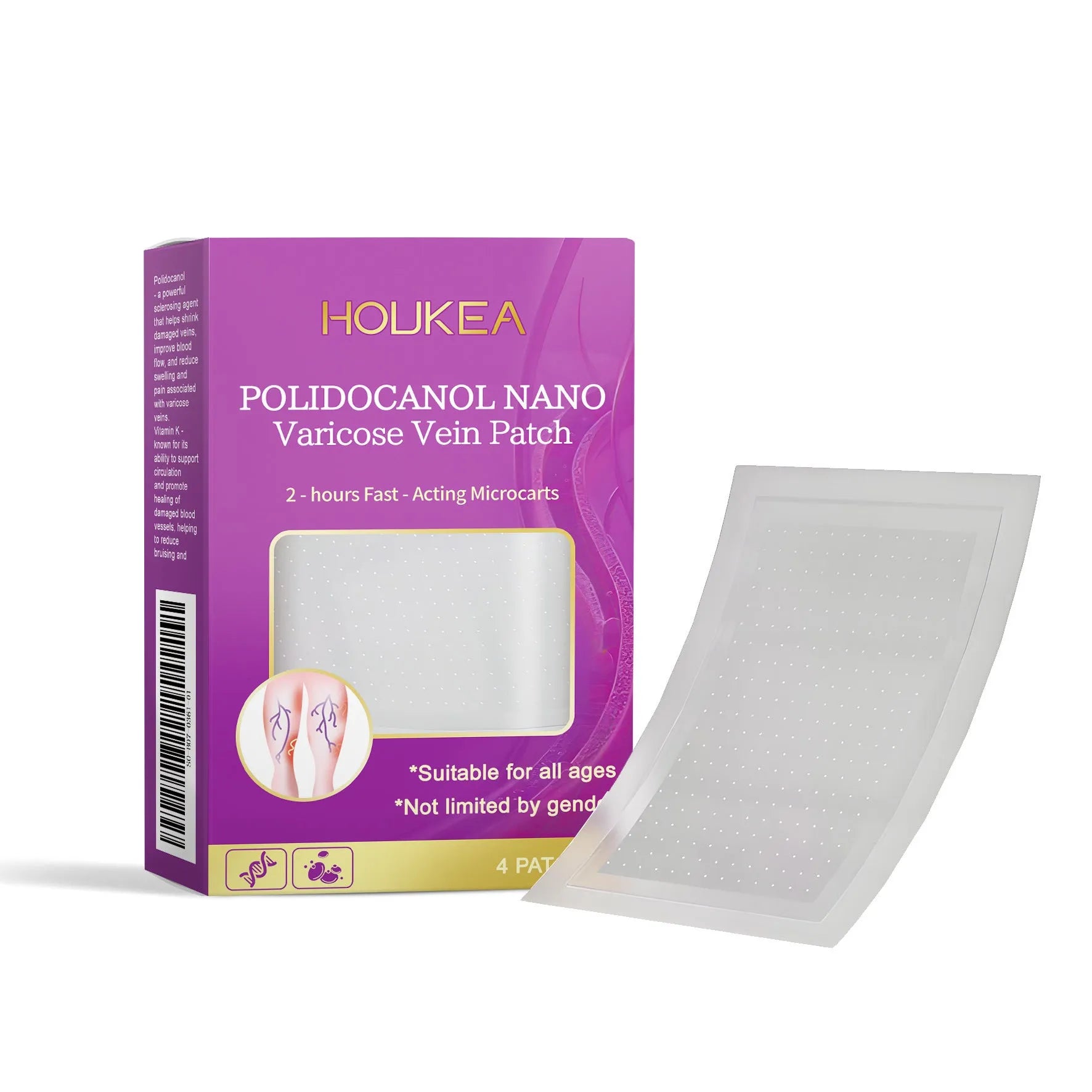 Four micro needle patches for skincare treatment with Moxa leaf and ginger root ingredients