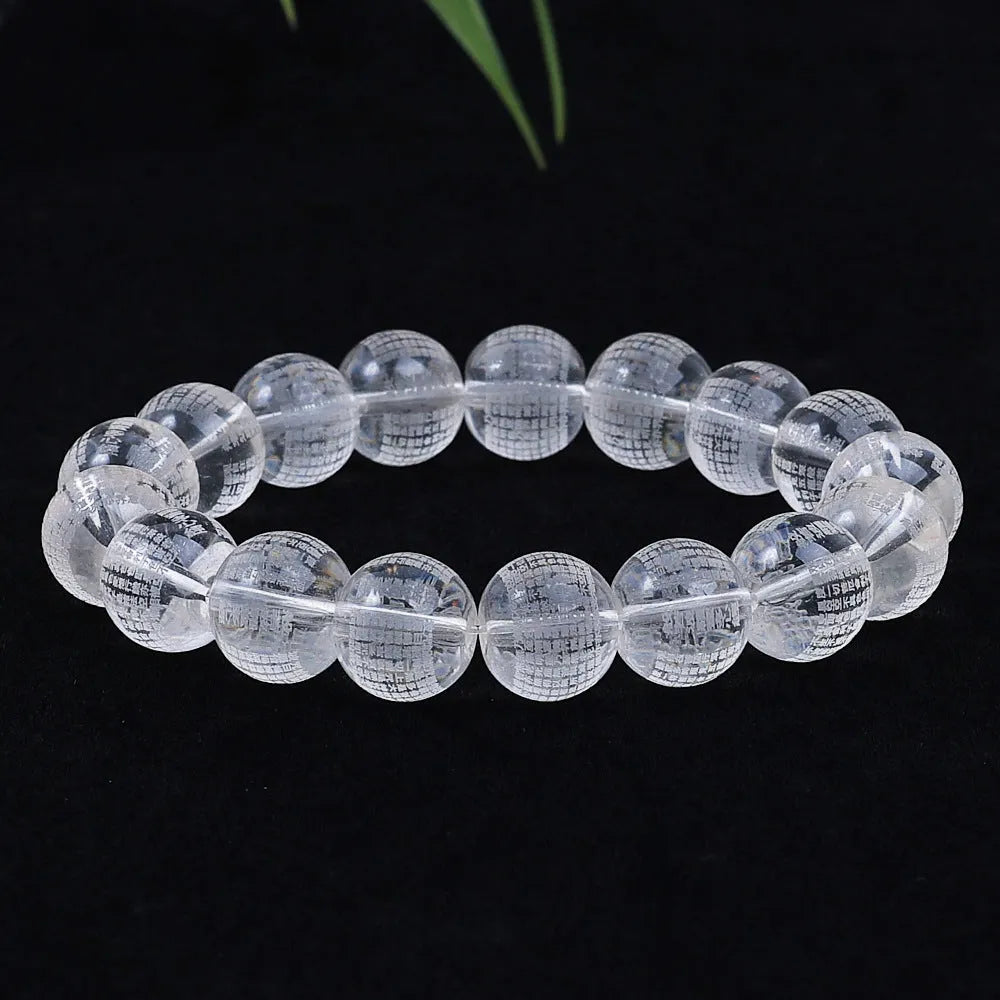 Crystal Heart Sutra round glass prayer beads rosary with 10mm diameter