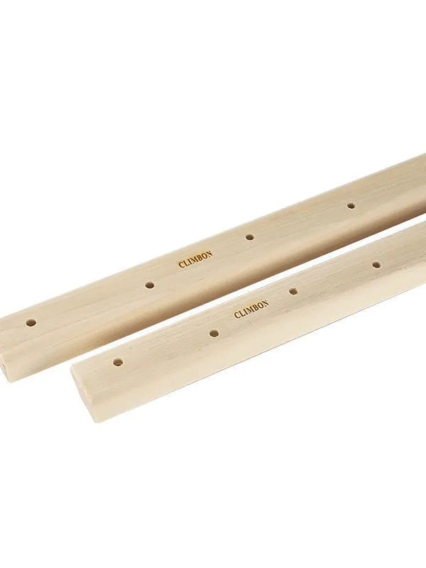 Set of three solid wooden hangboards for grip strength training, showing 12cm, 40cm and 50cm lengths.