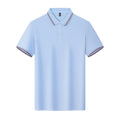 Man's short sleeve cooling polo shirt in light blue Solona fabric, straight cut, for summer workwear.