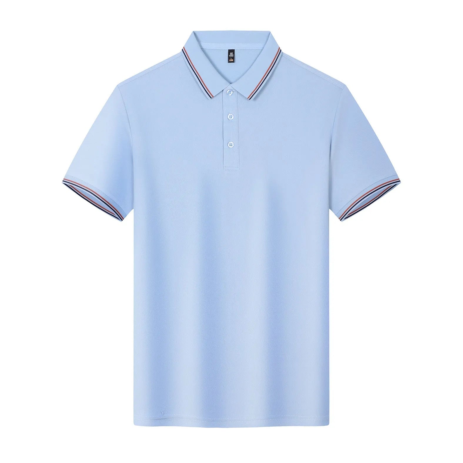Man's short sleeve cooling polo shirt in light blue Solona fabric, straight cut, for summer workwear.
