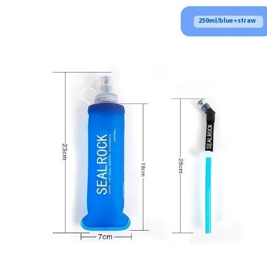Durable plastic portable hydration straw with suction tube for outdoor activities.