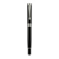 Metal fountain pen with colour options including black, blue, red, white with gold or silver clips
