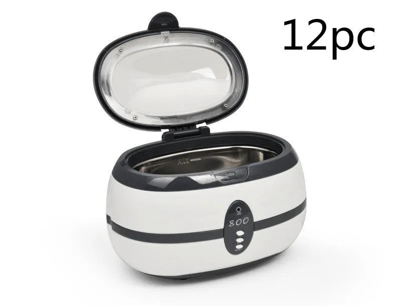 Compact ultrasonic glasses and jewellery washing machine with stainless steel liner