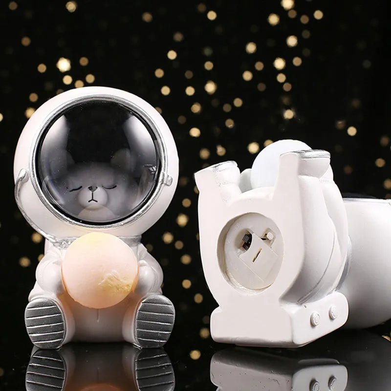 Starry sky animal night light with resin bear design and LED illumination