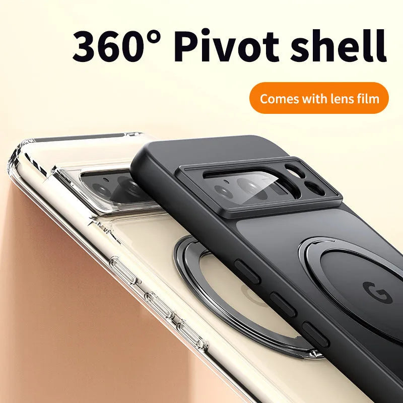 Magnetic 360 rotating bracket phone case for Google Pixel 8 Pro in matte black
