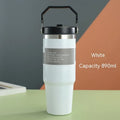 30oz stainless steel insulated travel cup with handle and sliding lid in multiple colour options
