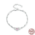925 sterling silver heart-shaped bracelet with 6mm pendant and adjustable chain