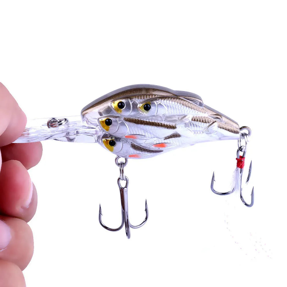 Fish feather hard bait fishing lure with 6# hook showing colour options for sea fishing