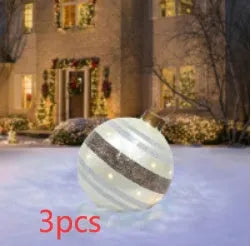 60cm diameter PVC inflatable Christmas ball decoration in various colour patterns