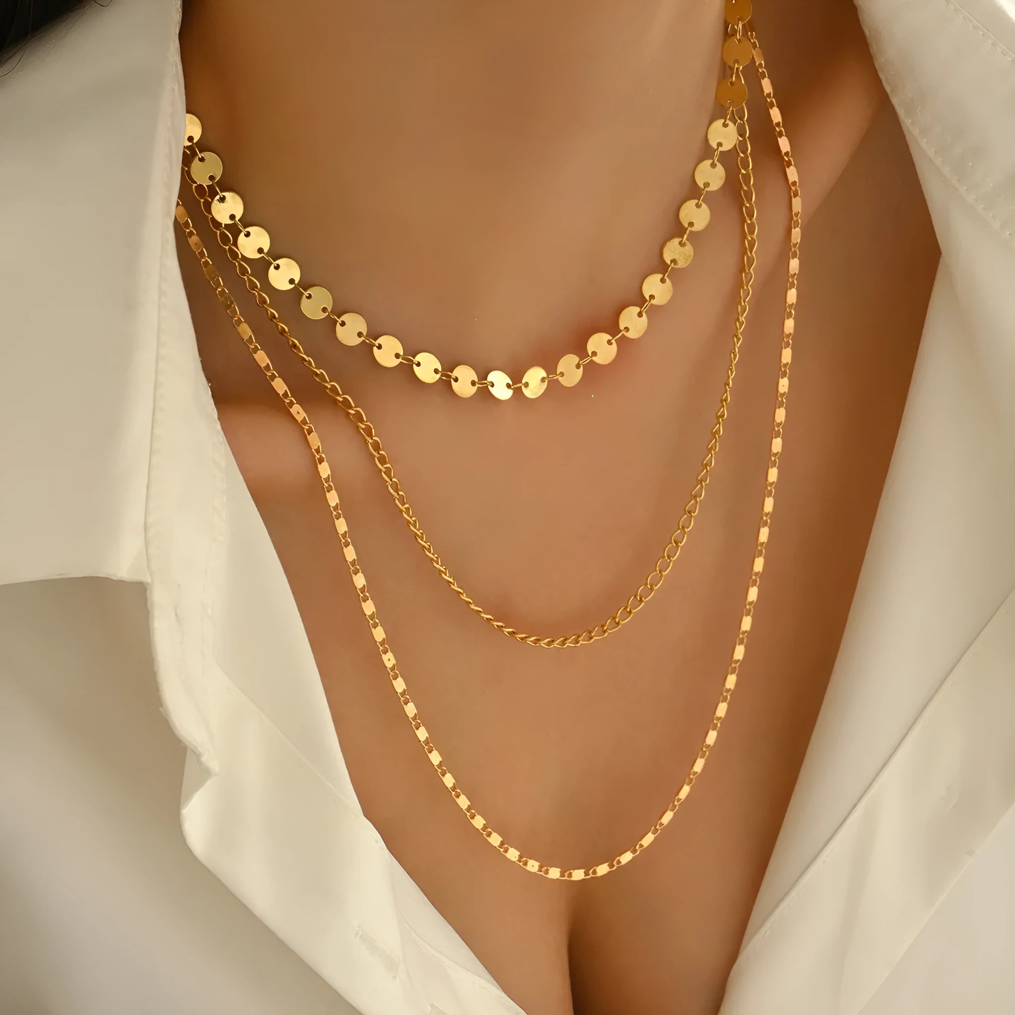 Ferrero Double Hole Wafer Necklace Set electroplated iron U-shaped chic style 0512 colour