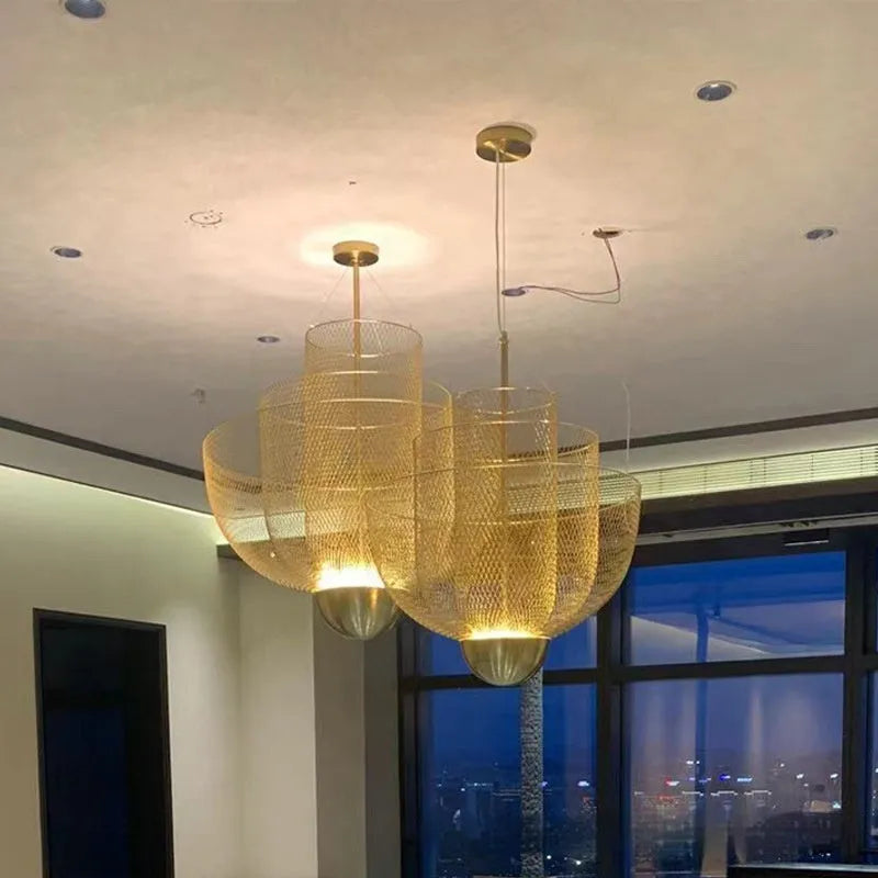 Nordic iron mesh personality shape chandelier with 450mm diameter ceiling light fixture