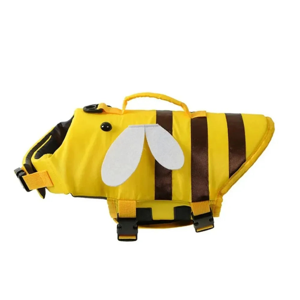 Green dog life jacket with reflective trim and adjustable belly straps for swimming safety