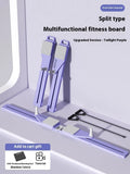 A purple split multifunctional skiing machine trainer (supine board) on a floor, showing its 85cm length.